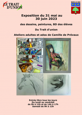 Exposition mensuelle mairie asso Trait d'Union