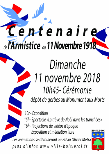 Affiche centenaire de l'armistice 11 novembre Vignette