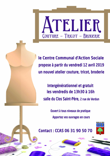 Affiche atelier couture tricot et broderie Vignette
