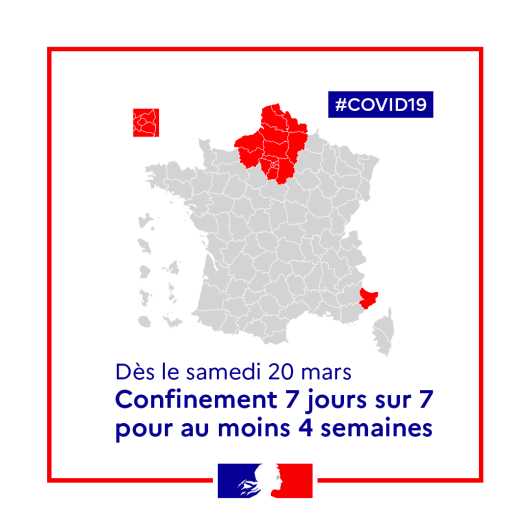 Marianne sur drapeau bleu blanc rouge Confinement mars 2020