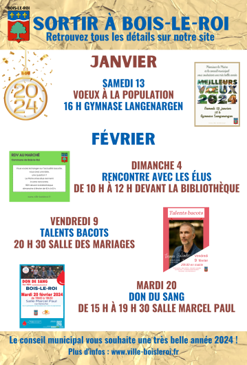 Sortir à Bois-le-Roi Janvier Février 2024