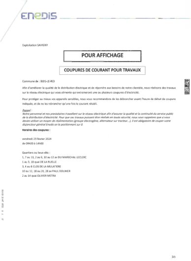 [INFORMATION - Coupures de courant]